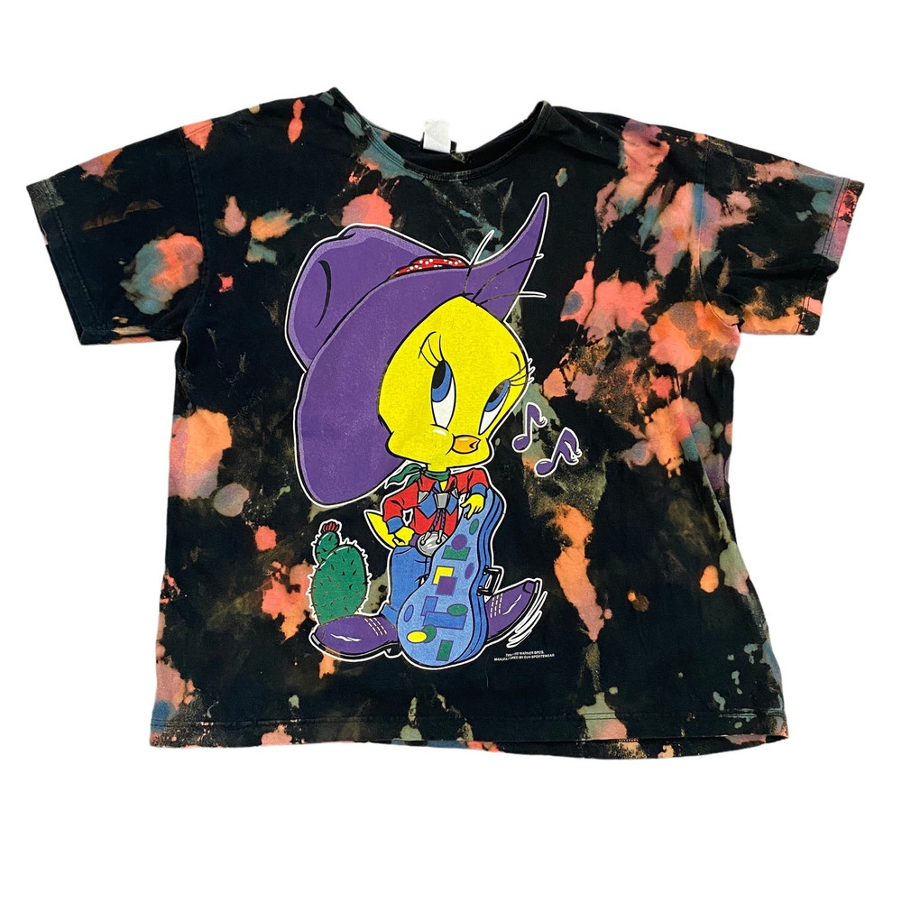 Vintage 90s Ozark Mountain Looney Tunes Tweety Bird Tie Dye T Shirt Men's XL